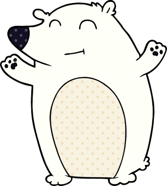 Bir insan tarafından çizilmiş mutlu kutup ayısı karikatürü