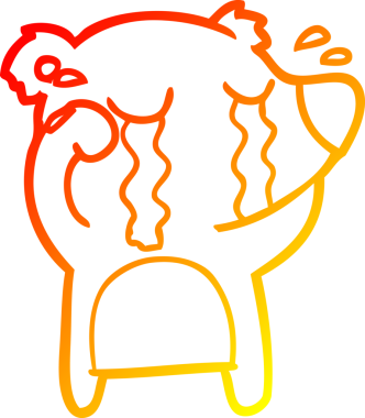 Bir insan tarafından çizilmiş ağlayan bir ayının sıcak çizgi çizimi