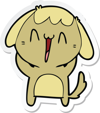 Bir insan tarafından çizilmiş şirin bir köpeğin çıkartması.