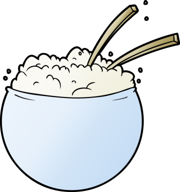 Bir insan tarafından çizilmiş pirinç kasesi.