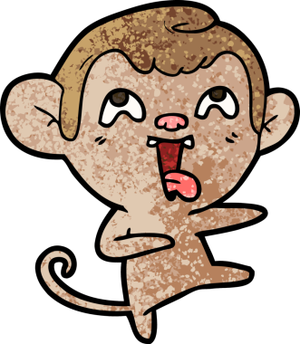 Bir insan tarafından çizilmiş çılgın çizgi film maymunu