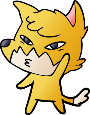 Bir insan tarafından çizilmiş akıllı çizgi film tilkisi.