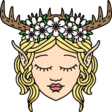 Retro Dövme Tarzı Elf Karakter Yüzü Bir İnsan Tarafından Çizildi