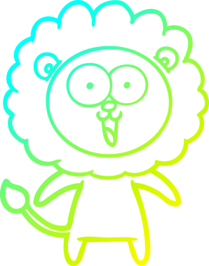 Bir insan tarafından çizilmiş mutlu çizgi film aslanı çizimi.