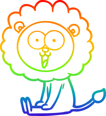 gökkuşağı gradyanı çizimi bir insan tarafından çizilmiş mutlu bir karikatür aslanı