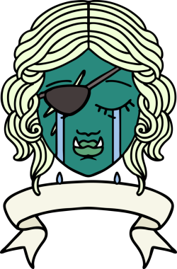 Retro Dövme Biçimi Ağlayan Ork düzenbaz karakter yüzü Bir insan tarafından çizilmiş