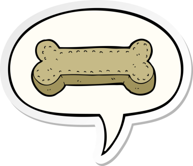 Bir insan tarafından çizilmiş konuşma balonu çıkartmalı çizgi köpek bisküvisi.