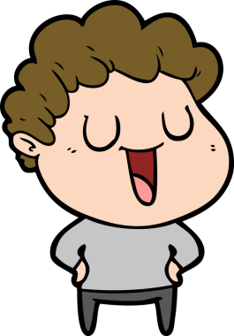 Bir insan tarafından çizilmiş gülen karikatür adam.