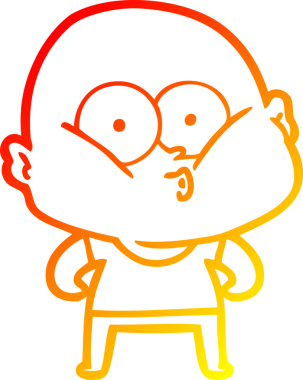 Bir insan tarafından çizilmiş kel bir adamın sıcak çizgi çizimi.