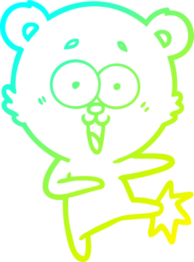 Bir insan tarafından çizilmiş gülen oyuncak ayı çizgi filmi.