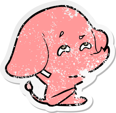 Bir insan tarafından çizilmiş karikatür filinin sıkıntılı çıkartması