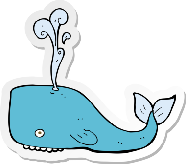 Bir insan tarafından çizilmiş bir balinanın çıkartması.