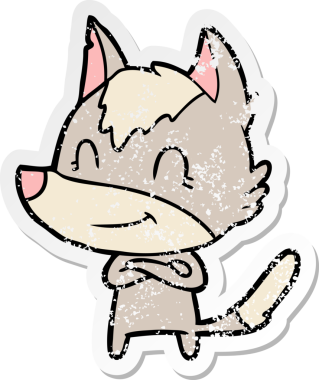 Bir insan tarafından çizilmiş dost canlısı bir kurdun sıkıntılı çıkartması.