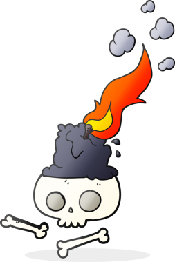 Bir insan tarafından çizilmiş kafatası üzerinde yanan mum çizimi.