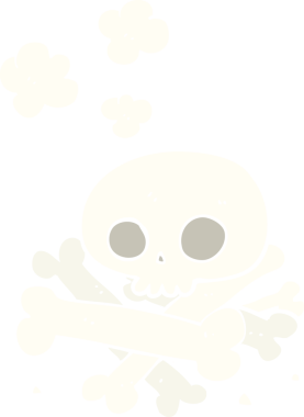 Bir insan tarafından çizilmiş kemik yığınının düz renk çizimi