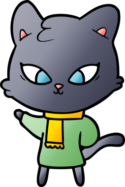 Bir insan tarafından çizilmiş sevimli çizgi film kedisi.