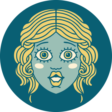 Bir insan tarafından çizilmiş kadın yüzünün ikonik dövme şekli