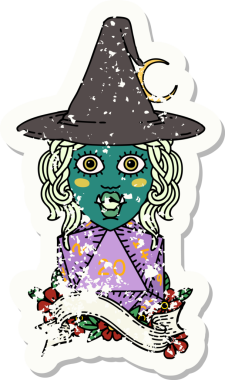 Retro Dövme Biçimi Bir insan tarafından çizilmiş doğal 20 zarlı yarım ork büyücüsü