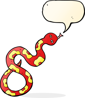 Bir insan tarafından çizilmiş konuşma balonlu çizgi film yılanı.