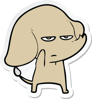 Bir insan tarafından çizilmiş kızgın bir filin çıkartması.