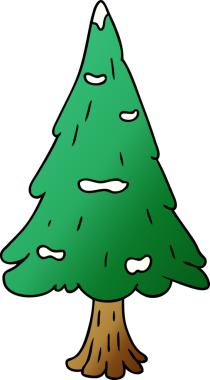 El çizimi çizgi film karalaması. Bir insan tarafından çizilmiş tek bir kar ağacı.