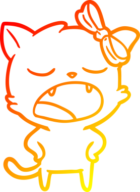 Bir insan tarafından çizilen esneyen kedinin sıcak çizgi çizimi