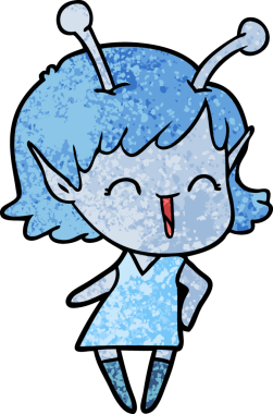 Bir insan tarafından çizilmiş uzaylı kız.