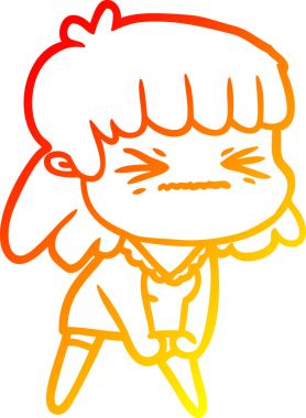 Bir insan tarafından çizilmiş kızgın bir kızın sıcak çizgi çizimi