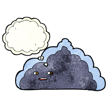 Bir insan tarafından çizilmiş düşünce baloncuklu çizgi film bulutu