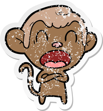 Bir insan tarafından çizilmiş bağıran çizgi film maymunu çıkartması.