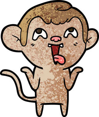 Bir insan tarafından çizilmiş çılgın çizgi film maymunu