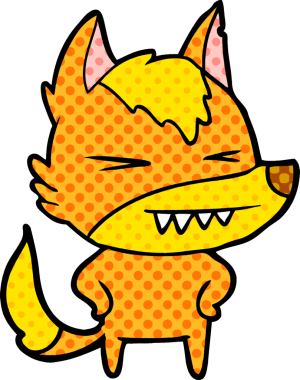 Bir insan tarafından çizilmiş tilki çizgi film karakteri