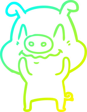 Bir insan tarafından çizilmiş bir domuz çizgi filminin soğuk gradyanı.