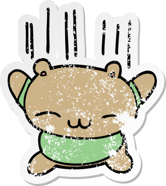 Bir insan tarafından çizilmiş çizgi film zıplayan ayısının sıkıntılı çıkartması.