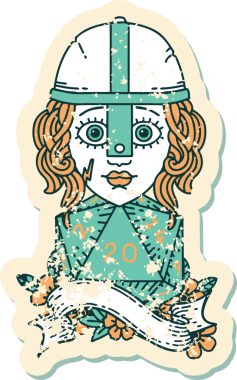 Retro Dövme Tarzı İnsan Dövüşçüsü Bir insan tarafından çizilmiş 20 zar atışıyla