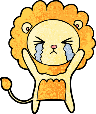 Bir insan tarafından çizilmiş ağlayan bir aslan.