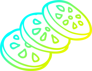 Bir insan tarafından çizilmiş bir domatesin soğuk gradyan çizimi.