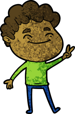 Bir insan tarafından çizilmiş çizgi film dostu bir adam.