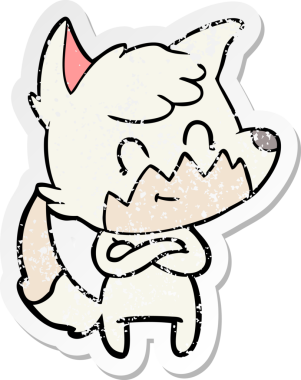 Bir insan tarafından çizilmiş karikatür dostu tilkinin sıkıntılı çıkartması.