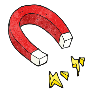 Bir insan tarafından çizilmiş el yazısı desenli çizgi film mıknatısı