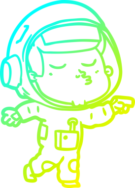 Bir insan tarafından çizilmiş kendinden emin bir astronotun soğuk çizgi çizimi.