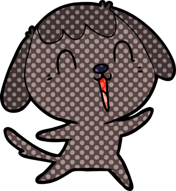 Bir insan tarafından çizilmiş şirin bir çizgi film köpeği.