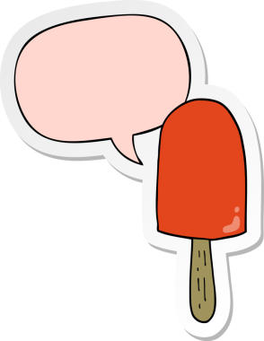 Bir insan tarafından çizilmiş konuşma balonu çıkartmalı çizgi film lolipopu.