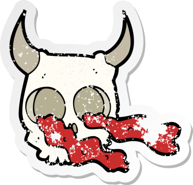 Bir insan tarafından çizilen cadılar bayramı kafatası karikatürünün gerilimli yapıştırması.