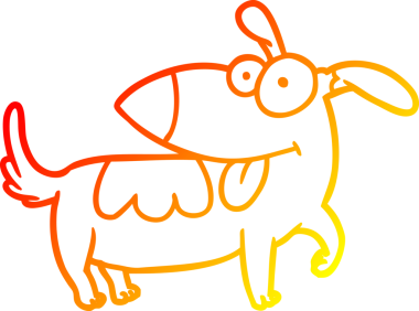 Bir insan tarafından çizilmiş mutlu bir köpeğin sıcak çizgi çizimi