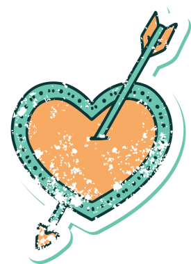 Bir insan tarafından çizilmiş ok ve kalbin sembolik depresif dövme görüntüsü