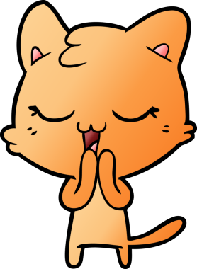 Bir insan tarafından çizilmiş mutlu çizgi film kedisi.