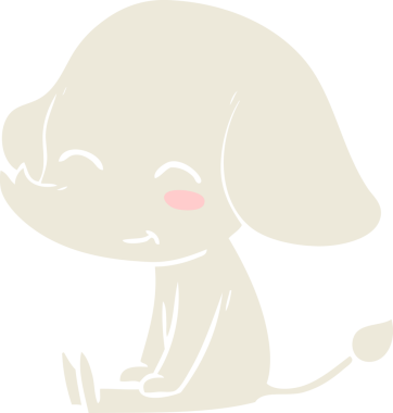 Bir insan tarafından çizilmiş şirin düz renkli çizgi film fili.