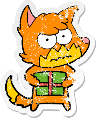 Bir insan tarafından çizilmiş, sıkıntılı bir çizgi film çıkartması.