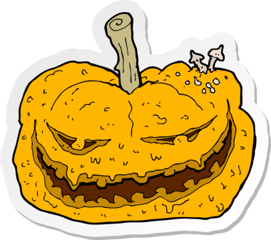 Bir insan tarafından çizilmiş cadılar bayramı balkabağı karikatürü çıkartması.